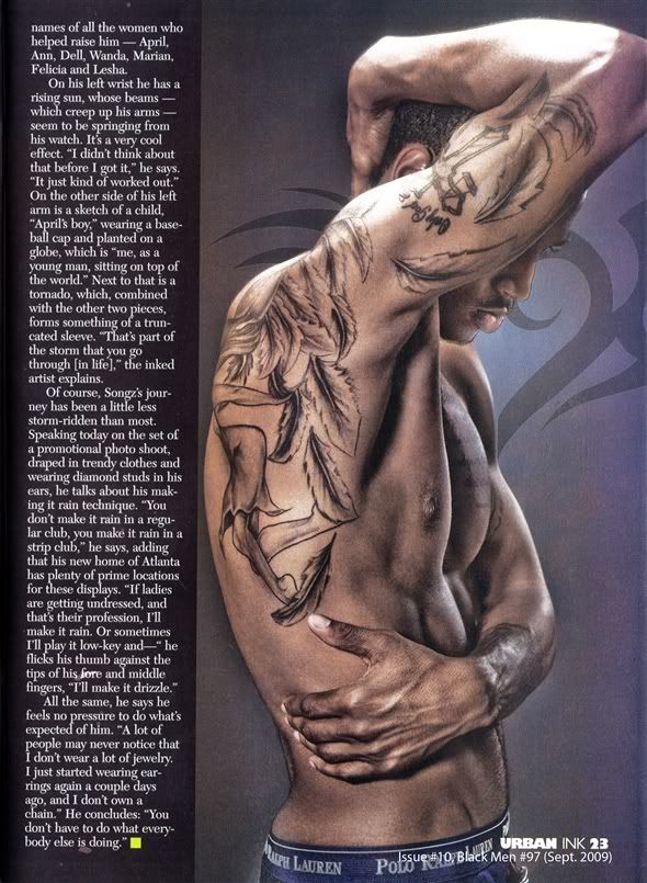 In the September 2009 issue of "Urban Ink" Trey shows off his tattoos and 
