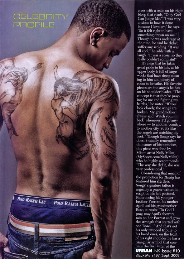 In the September 2009 issue of Urban Ink Trey shows off his tattoos and