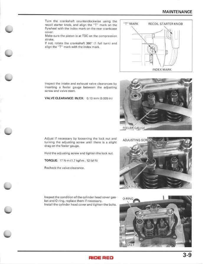 Honda 300 fourtrax valve adjustment