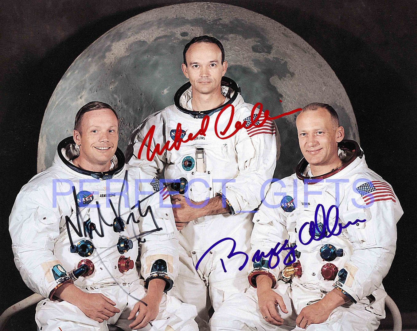 APOLLO 11 ARMSTRONG ALDRIN COLLINS SIGNED AUTOGRAPHED 10X8 REPRO PHOTO ...