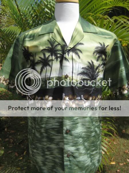   Hawaiian Sunset Palm Tree Men Aloha Shirt ~ MADE IN HAWAII  