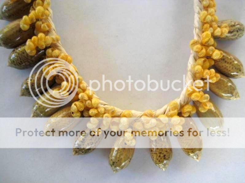 Hawaiian Jewelry Shell Lauhala Necklace Brown Yellow  