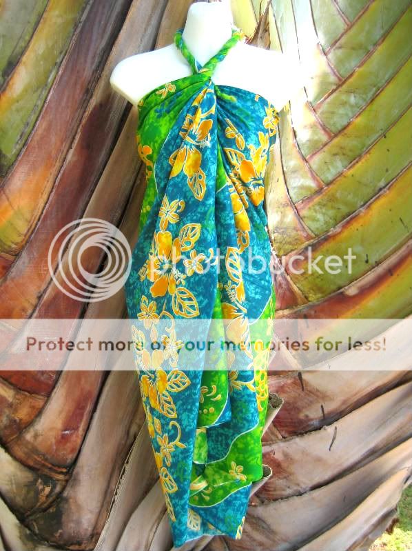 Sarong Turq. Green Floral/Turtle PLUS SIZED Wrap Dress  