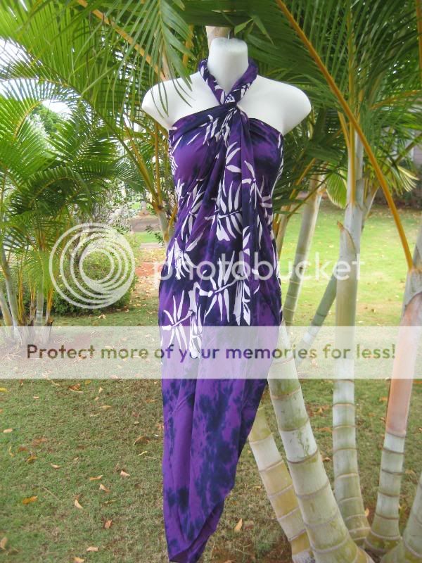 Sarong Plus Sized Purple Bamboo Luau Cruise Wrap Dress  