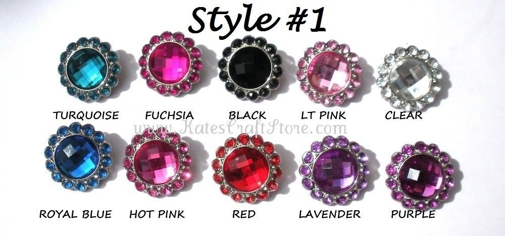 Lot of 10 Rhinestone Buttons  Pick Your Styles & Colors  