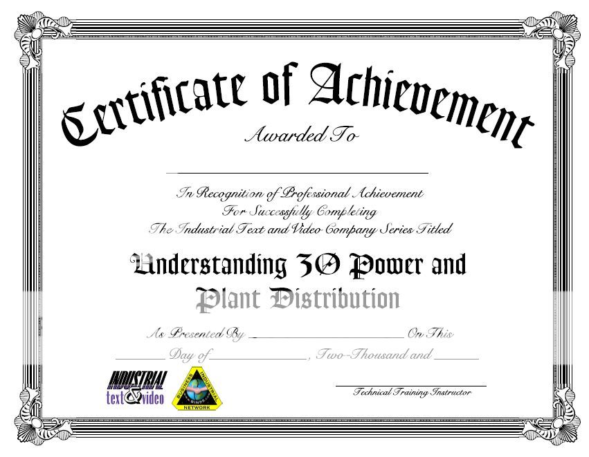 Industrial Training Video Course Certificate Example Photo by ...