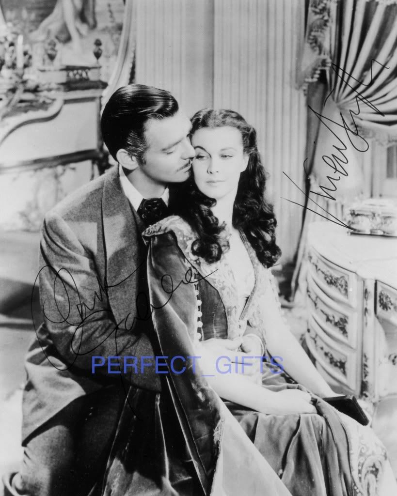 GONE WITH THE WIND CLARK GABLE VIVIEN LEIGH SIGNED 10X8 REPRO PHOTO ...